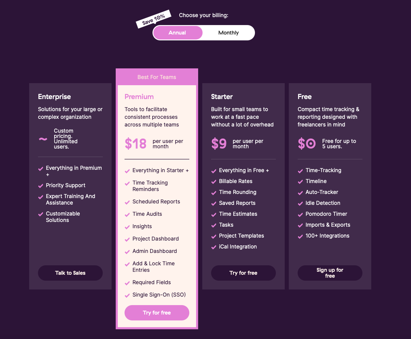 Choose your billing - plans