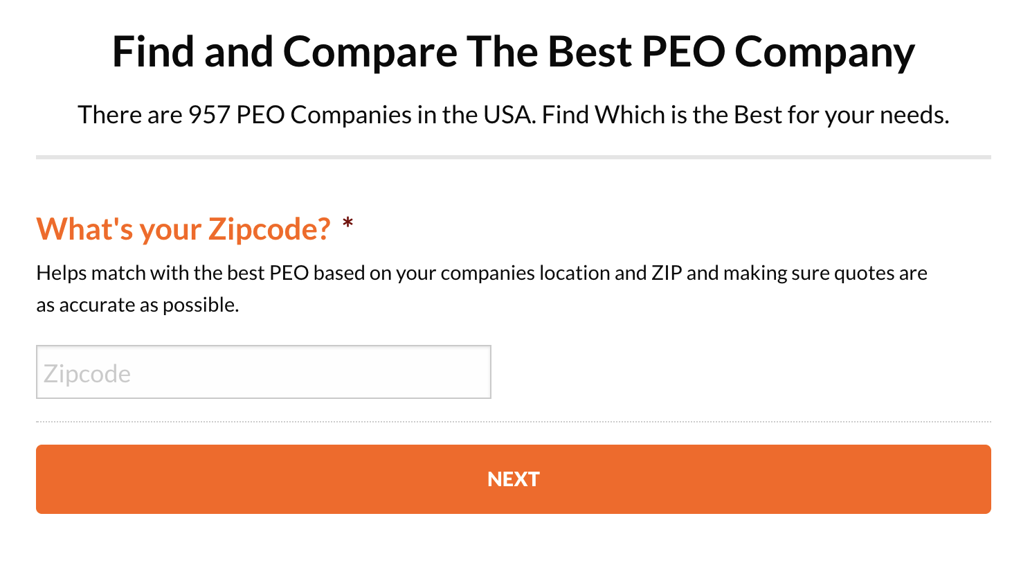 Form to find the best PEO company