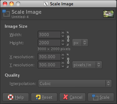 GIMP resizing